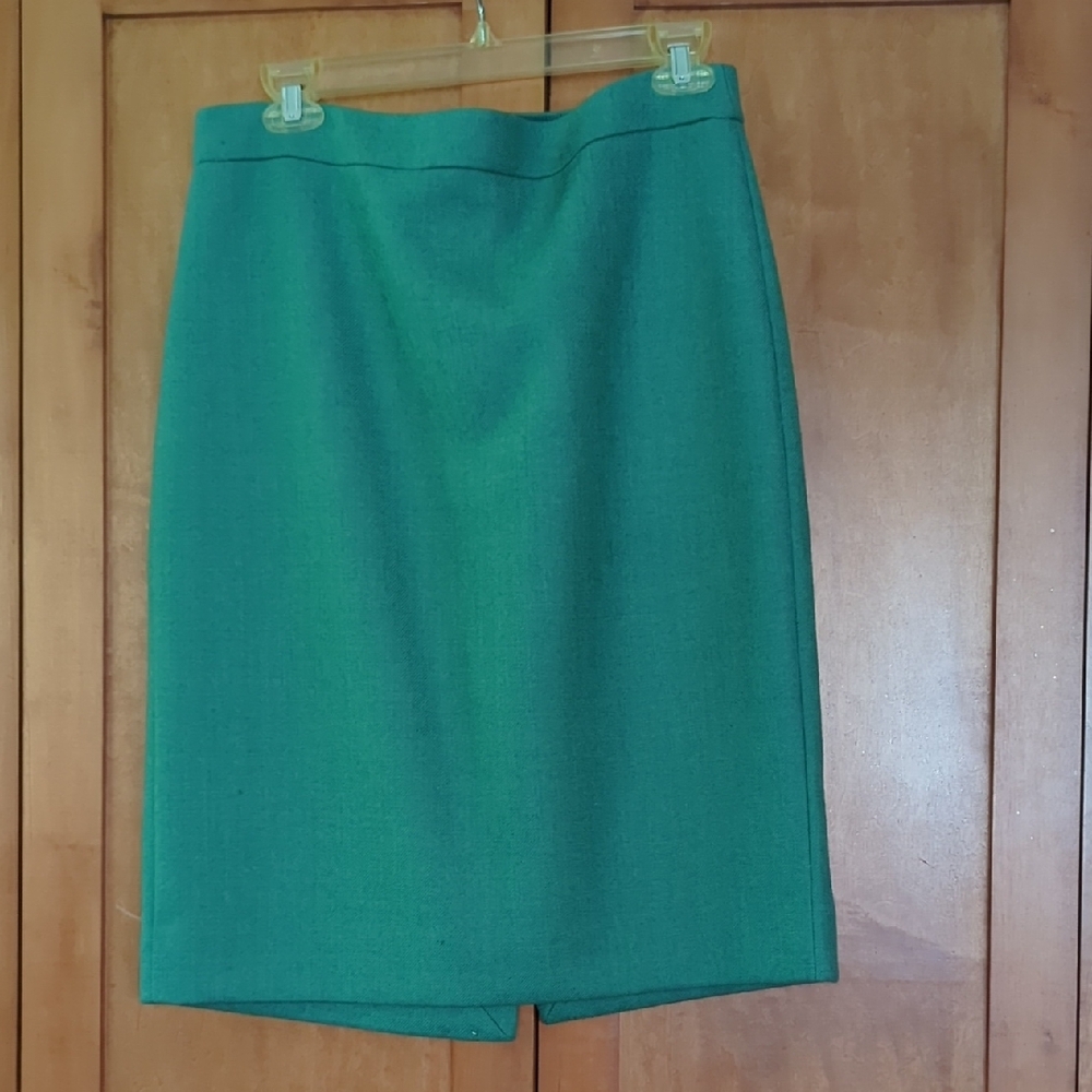 J. Crew Green Wool Pencil Skirt 8